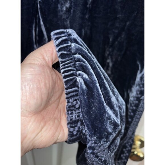 JW LOS ANGELES Johnny Was Blue Velvet Side Embroidered Jogger Pants Sz L - Picture 7 of 12